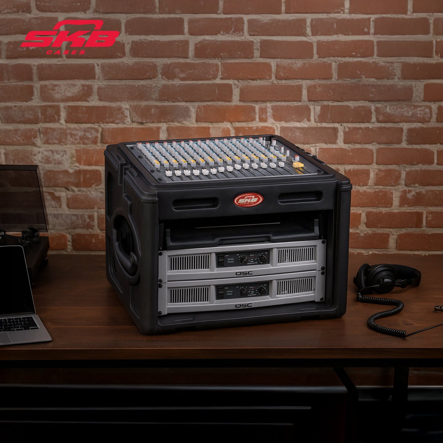 SKB Roto Rack/Mixer Console, 10U Slanted Rackmount on top, 6U Rackmount in Front - 422005
