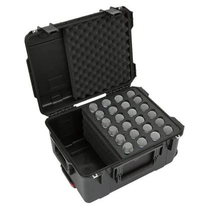 SKB Microphone Hard Case, 24-Slot Foam Interior with Cable Storage and Wheels - 422009