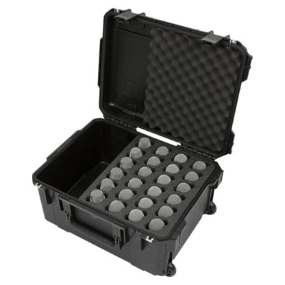 SKB Microphone Hard Case, 24-Slot Foam Interior with Cable Storage and Wheels - 422009