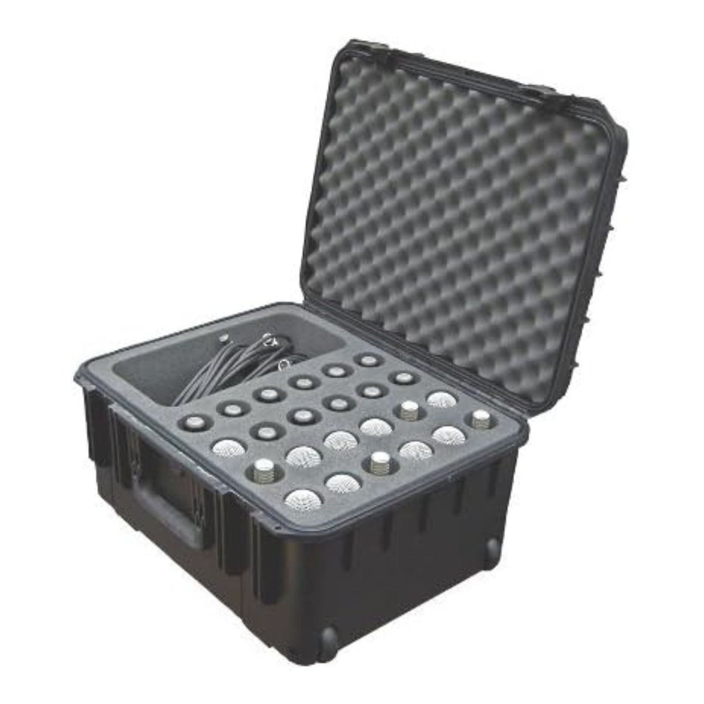SKB Microphone Hard Case, 24-Slot Foam Interior with Cable Storage and Wheels - 422009