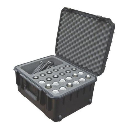 SKB Microphone Hard Case, 24-Slot Foam Interior with Cable Storage and Wheels - 422009