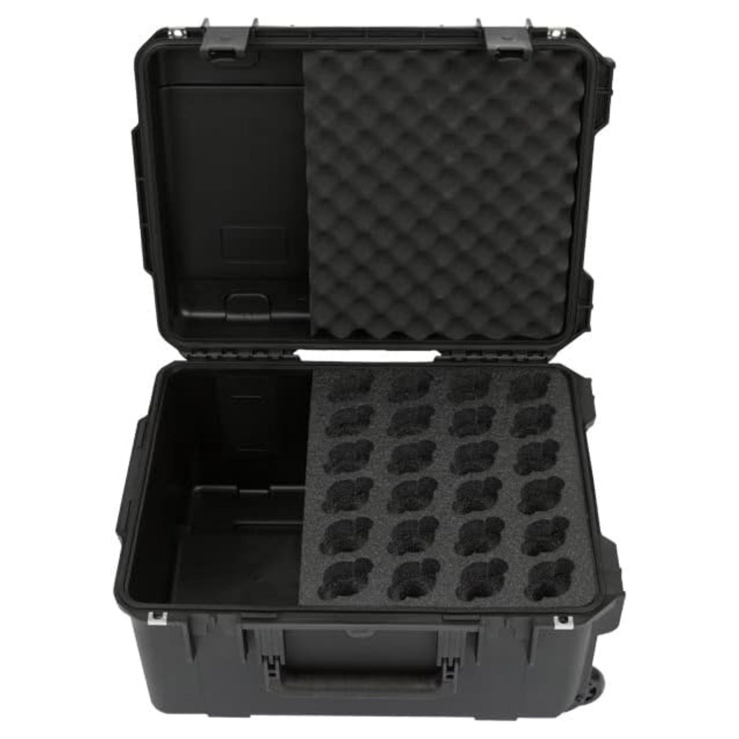 SKB Microphone Hard Case, 24-Slot Foam Interior with Cable Storage and Wheels - 422009