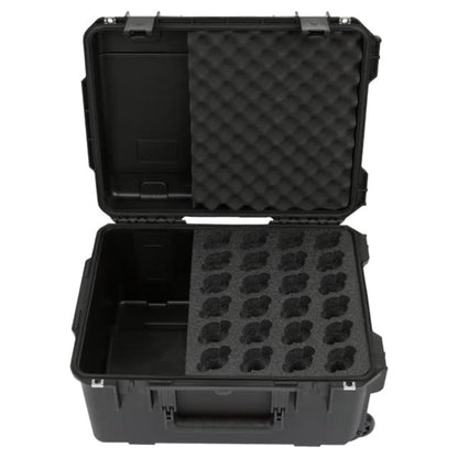 SKB Microphone Hard Case, 24-Slot Foam Interior with Cable Storage and Wheels - 422009