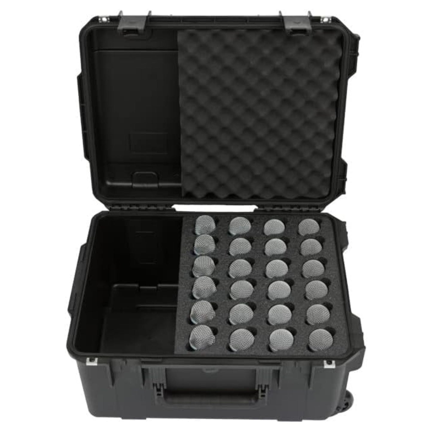 SKB Microphone Hard Case, 24-Slot Foam Interior with Cable Storage and Wheels - 422009
