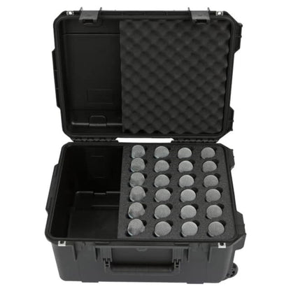 SKB Microphone Hard Case, 24-Slot Foam Interior with Cable Storage and Wheels - 422009