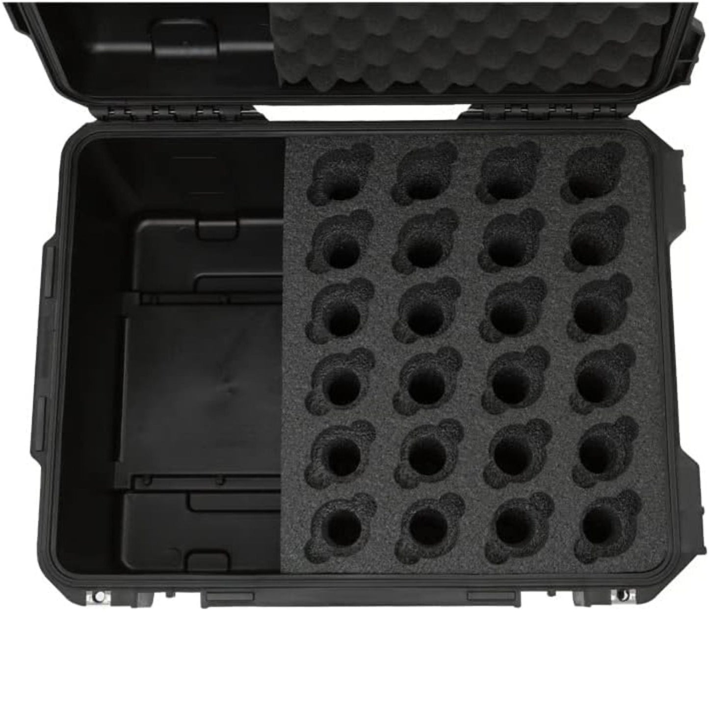 SKB Microphone Hard Case, 24-Slot Foam Interior with Cable Storage and Wheels - 422009