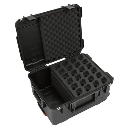 SKB Microphone Hard Case, 24-Slot Foam Interior with Cable Storage and Wheels - 422009