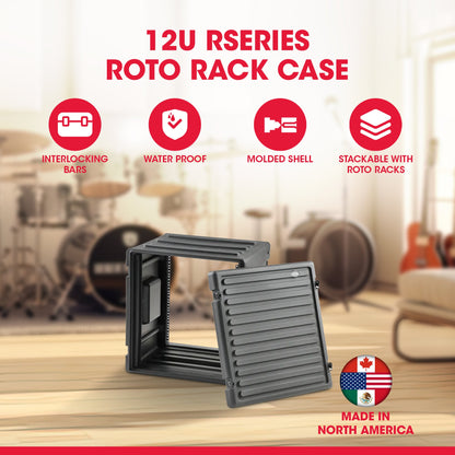 SKB 12U Roto Rack Case Polyethylene Gear Protector, Stackable, Waterproof, Black - 422016