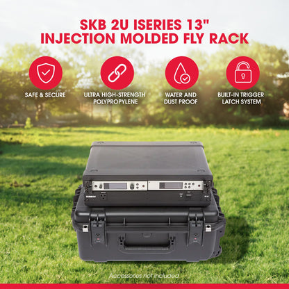SKB 2U iSeries 13" Injection Molded Fly Rack with Built-In Wheels and Handle - 422018