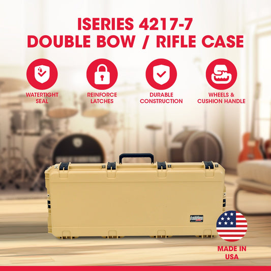 SKB Cases Waterproof Double Bow/Short Rifle Case Durable Protection, Desert Tan - 422023