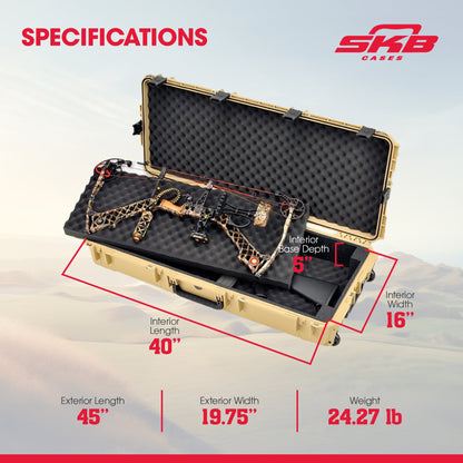 SKB Cases Waterproof Double Bow/Short Rifle Case Durable Protection, Desert Tan - 422023