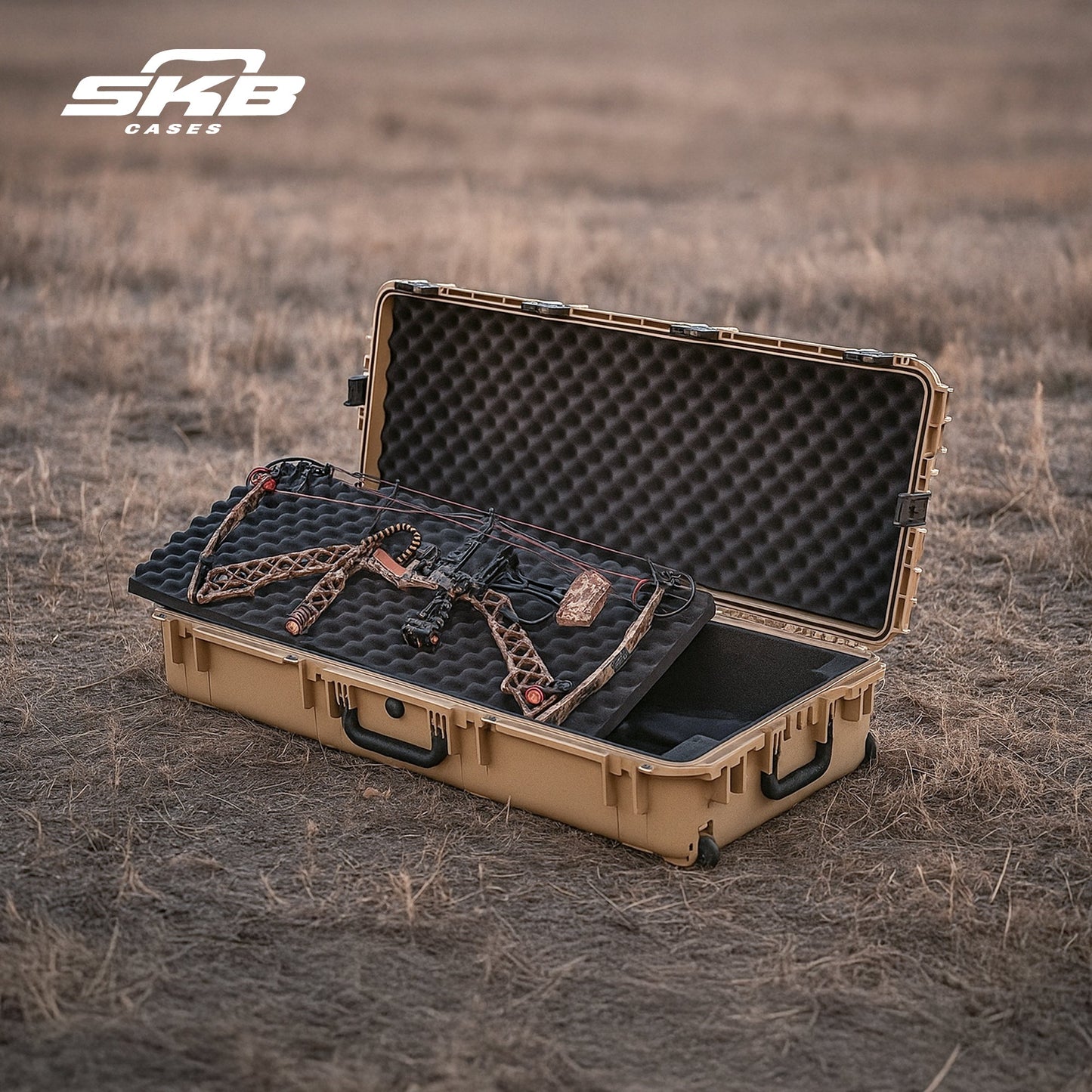 SKB Cases Waterproof Double Bow/Short Rifle Case Durable Protection, Desert Tan - 422023
