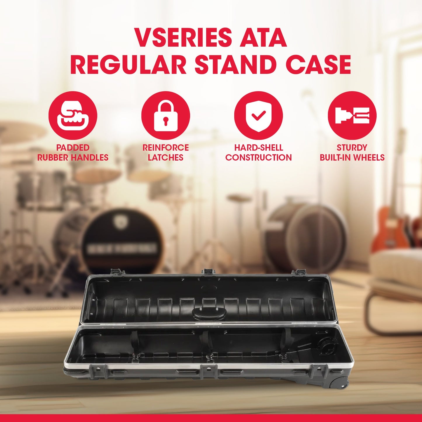 SKB vSeries ATA Regular Stand Case with Hard-Shell Construction and Wheels - 422024