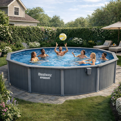 Bestway Hydrium 18' x 52" Round Steel Wall Above Ground Pool Set - 423396
