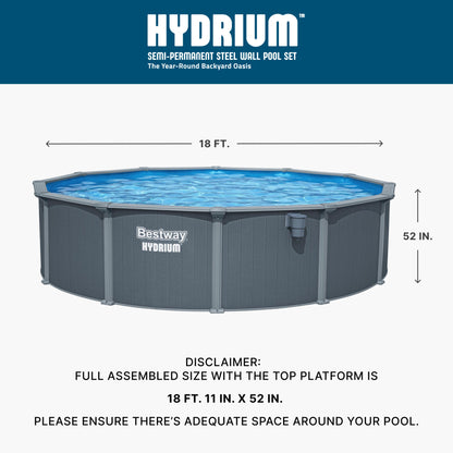 Bestway Hydrium 18' x 52" Round Steel Wall Above Ground Pool Set - 423396