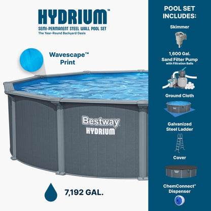 Bestway Hydrium 18' x 52" Round Steel Wall Above Ground Pool Set - 423396