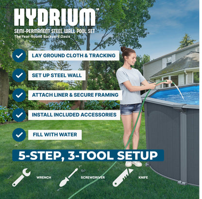 Bestway Hydrium 18' x 52" Round Steel Wall Above Ground Pool Set - 423396