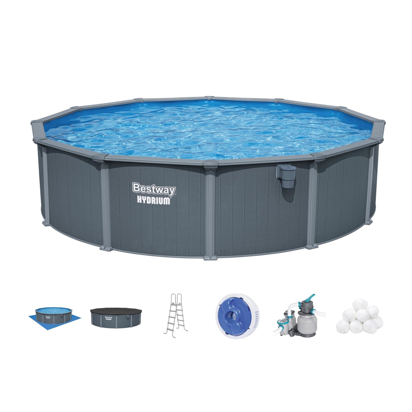Bestway Hydrium 18' x 52" Round Steel Wall Above Ground Pool Set - 423396