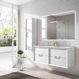 Lucena Bath 48" Décor Tirador Double Floating Vanity in White, Black, Gray or White and Silver.