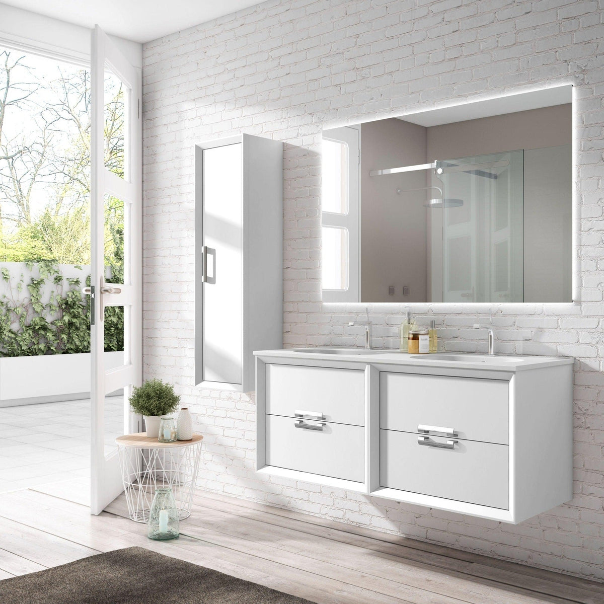 Lucena Bath 64" DÃ©cor Tirador Double Floating Vanities in White / Black / Grey / Silver - Backyard Provider