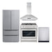 Cosmo 4 Piece Kitchen Package with 36" Freestanding Gas Range 36" Island Range Hood 24" Built-in Fully Integrated Dishwasher & Energy Star French Door Refrigerator - COSCNG36DFP