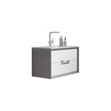 Lucena Bath 32" Décor Tirador Floating Vanity in White, Black, Gray or White and Silver. - Backyard Provider