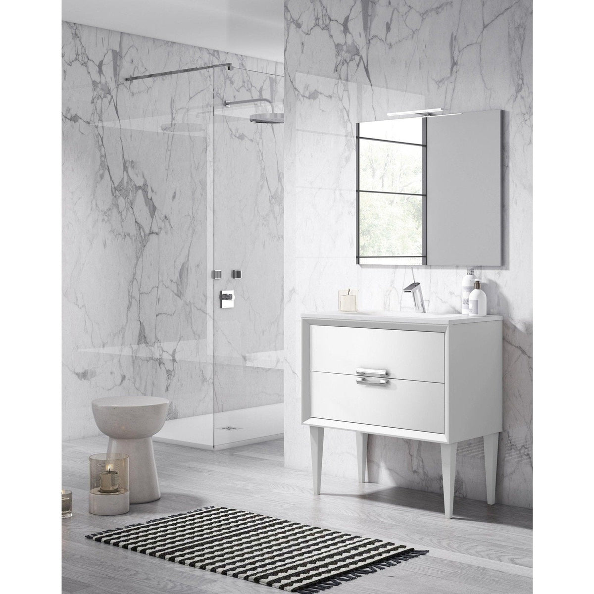 Lucena Bath 24" DÃ©cor Tirador Freestanding Vanity in White, Black, Gray or White and Silver.