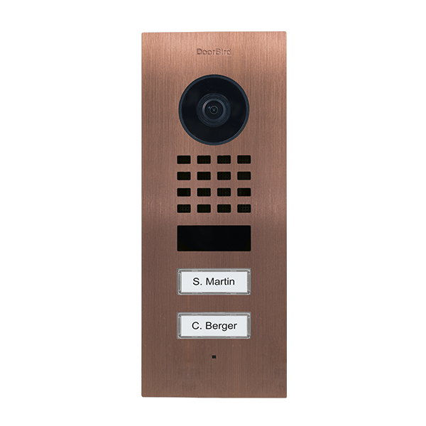 DoorBird D1102V Flush-Mount IP Video Door Station, 2 Call Button in Bronze