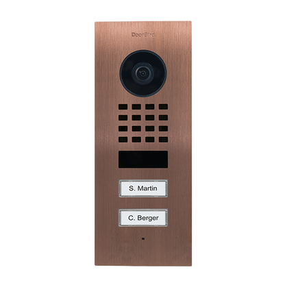 DoorBird D1102V Flush-Mount IP Video Door Station, 2 Call Button in Bronze