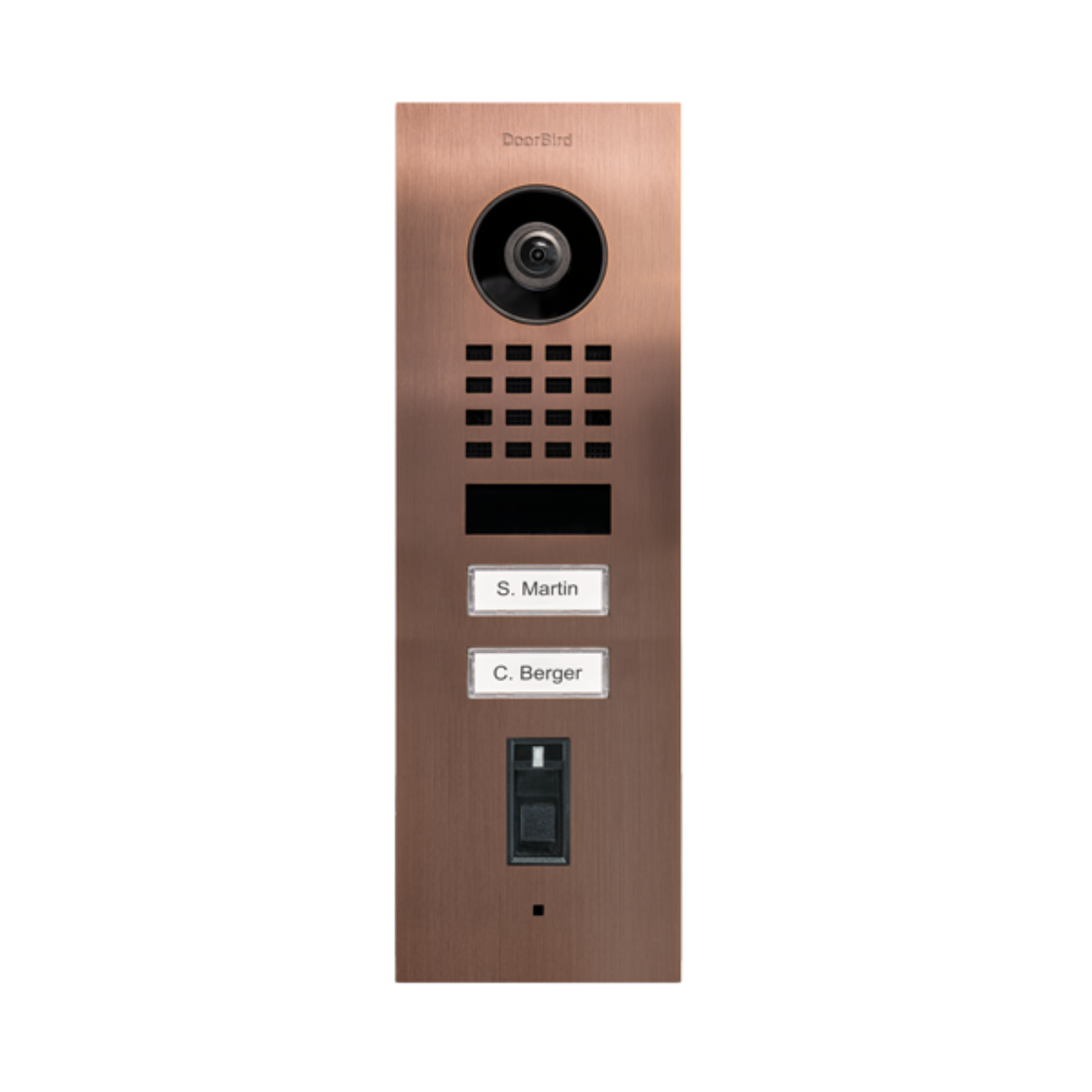 DoorBird D1102FV Fingerprint 50 Flush-Mount IP Video Door Station, 2 Call Button in Bronze - 423872318
