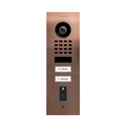 DoorBird D1102FV Fingerprint 50 Flush-Mount IP Video Door Station, 2 Call Button in Bronze - 423872318