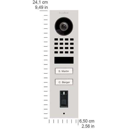 DoorBird D1102FV Fingerprint 50 Surface-Mount IP Video Door Station, 2 Call Button in Traffic White, RAL 9016