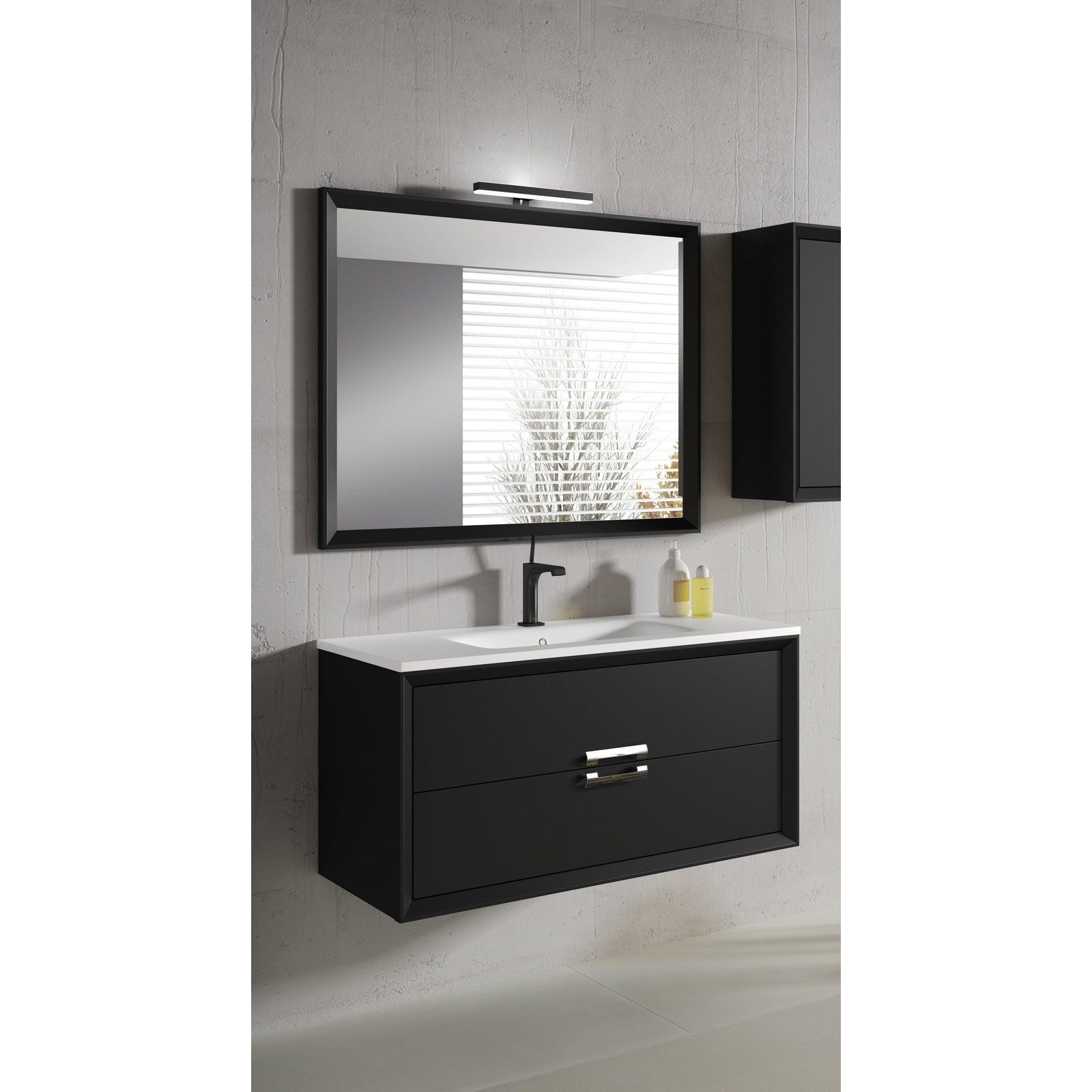 Lucena Bath 32" Décor Tirador Floating Vanity in White, Black, Gray or White and Silver. - Backyard Provider