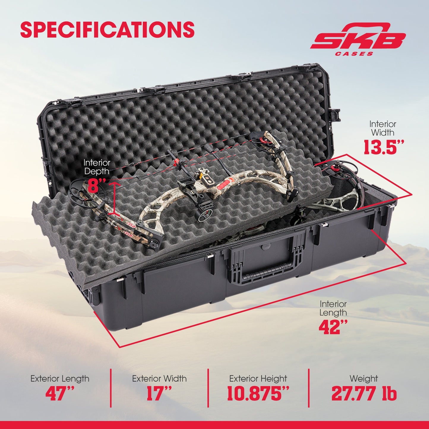 SKB Cases iSeries 3i-4414-10DB Large Double Bow Case with Hard Plastic Exterior - 429779