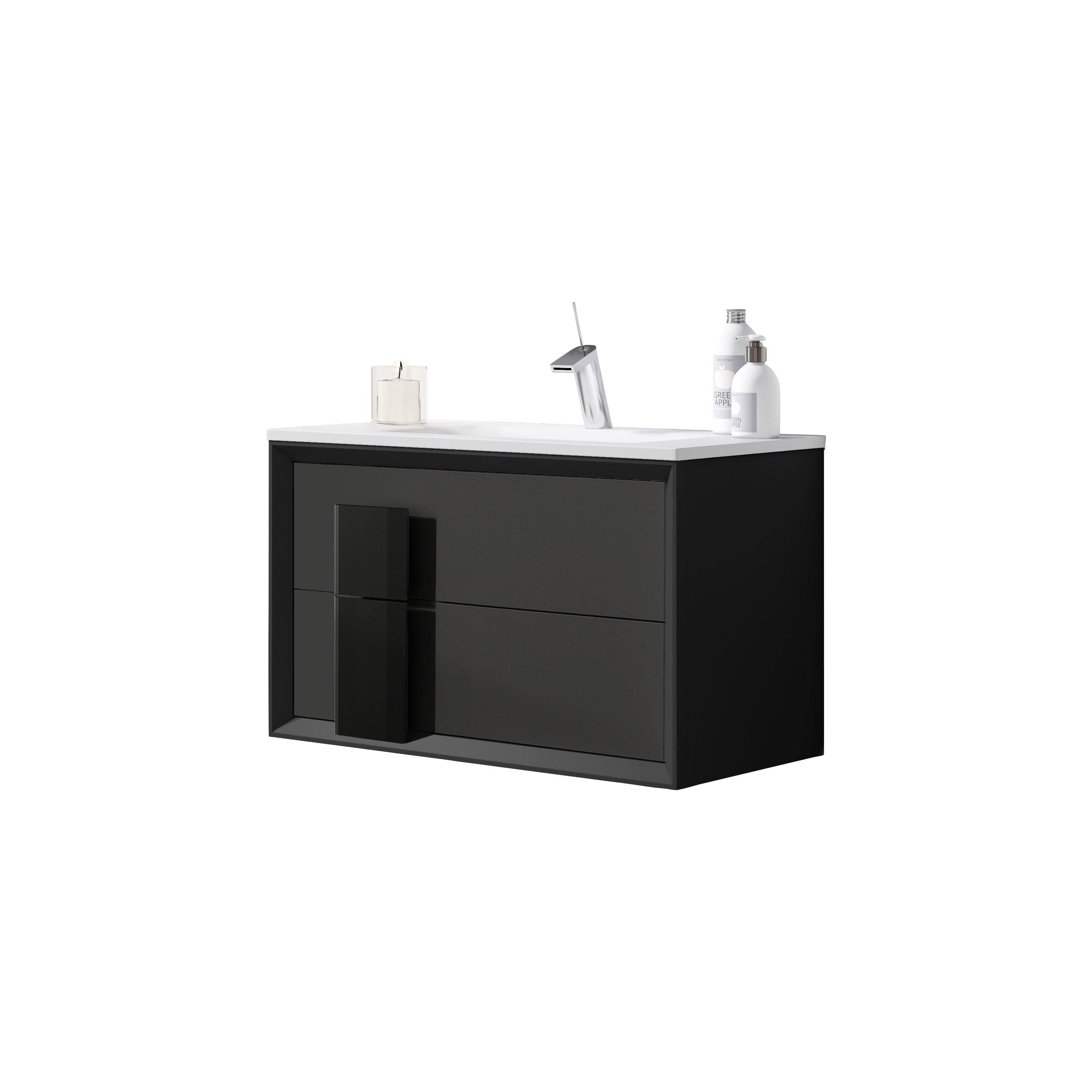 Lucena Bath 40" Décor Cristal Floating Vanity in White /Black / Grey - Backyard Provider