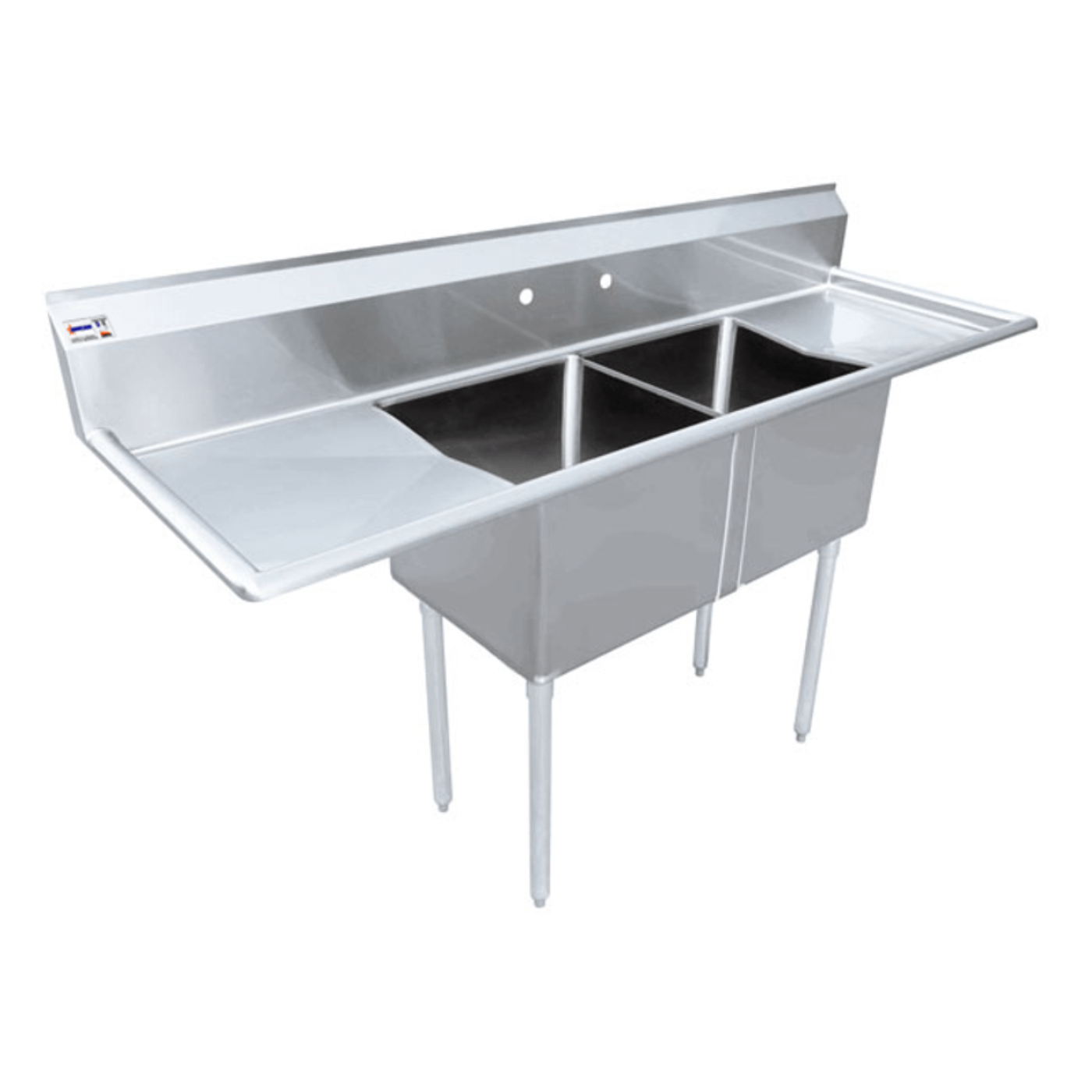 Chef AAA - Two Tub Pot Sink 3.5 Inch Center Drain Two Drain Boards - 43793