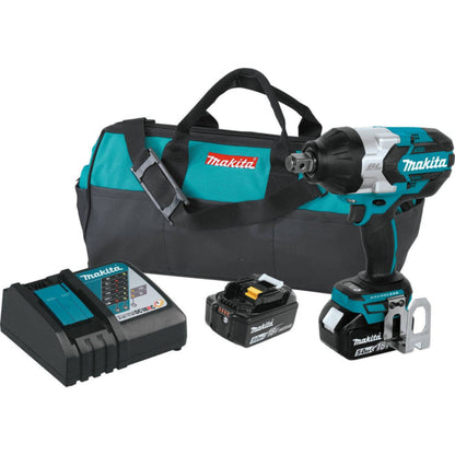 Makita 18V LXT 3/4in Sq Drive Impact Wrench Kit with Friction Ring Anvil - XWT07T