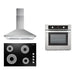 Cosmo 3 Piece Kitchen Package With 30" Electric Cooktop 30" Wall Mount Range Hood 24" Single Electric Wall Oven