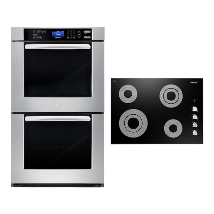 Cosmo 2 Piece Kitchen Package With 30" Electric Cooktop 30" Double Electric Wall Oven