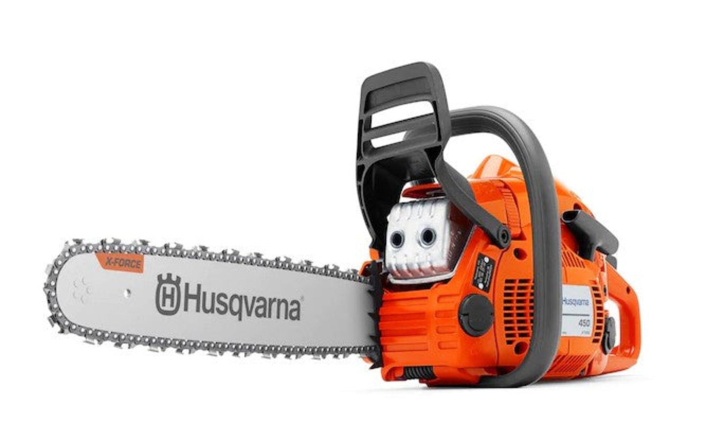 Husqvarna 450 Rancher Chainsaw - 50.2cc Gas Engine with 18in Guide Bar for Farm and Ranch - 970613128