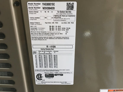 York International 2.5 Ton Split-System Heat Pump 208-230/60/1 R410A 16 SEER - YHG30B21S