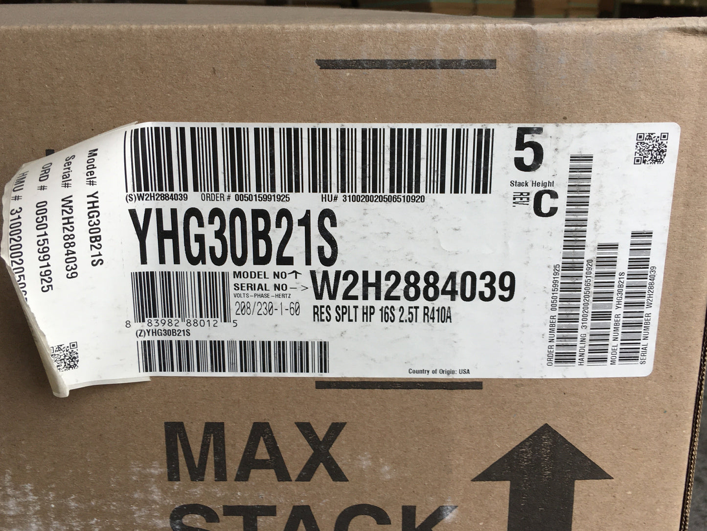 York International 2.5 Ton Split-System Heat Pump 208-230/60/1 R410A 16 SEER - YHG30B21S