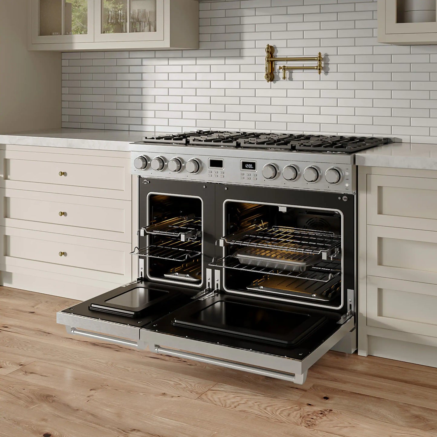Thor Kitchen 48-Inch Propane Gas Range with 6.8 Cu. Ft. Convection Oven in Stainless Steel  - ARG48LP
