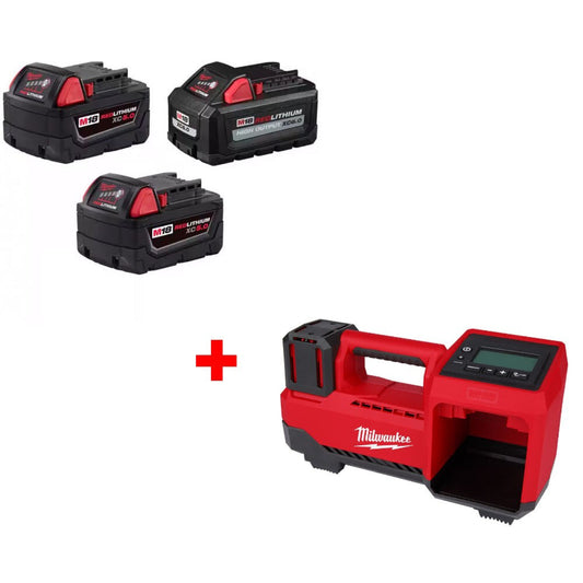 Milwaukee 48-11-1856 M18 18V Battery 3-Pack W/ FREE 2848-20 M18 Tire Inflator - 781935