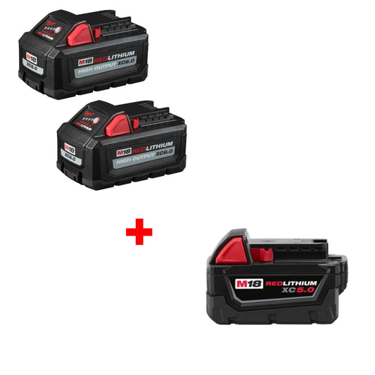 Milwaukee 48-11-1862 M18 XC6.0 Battery 2Pk w/ FREE 48-11-1850 M18 XC5.0 Battery - 637286