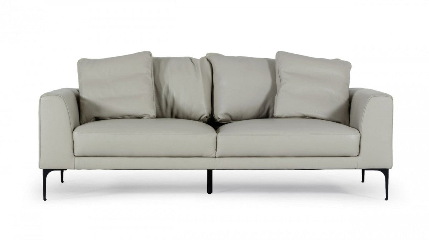 Modway Furniture 87" Gray Genuine Leather Sofa with Elegant Black Legs - Luxuriously Comfortable & Modern Design -480918-HOMEROOTS