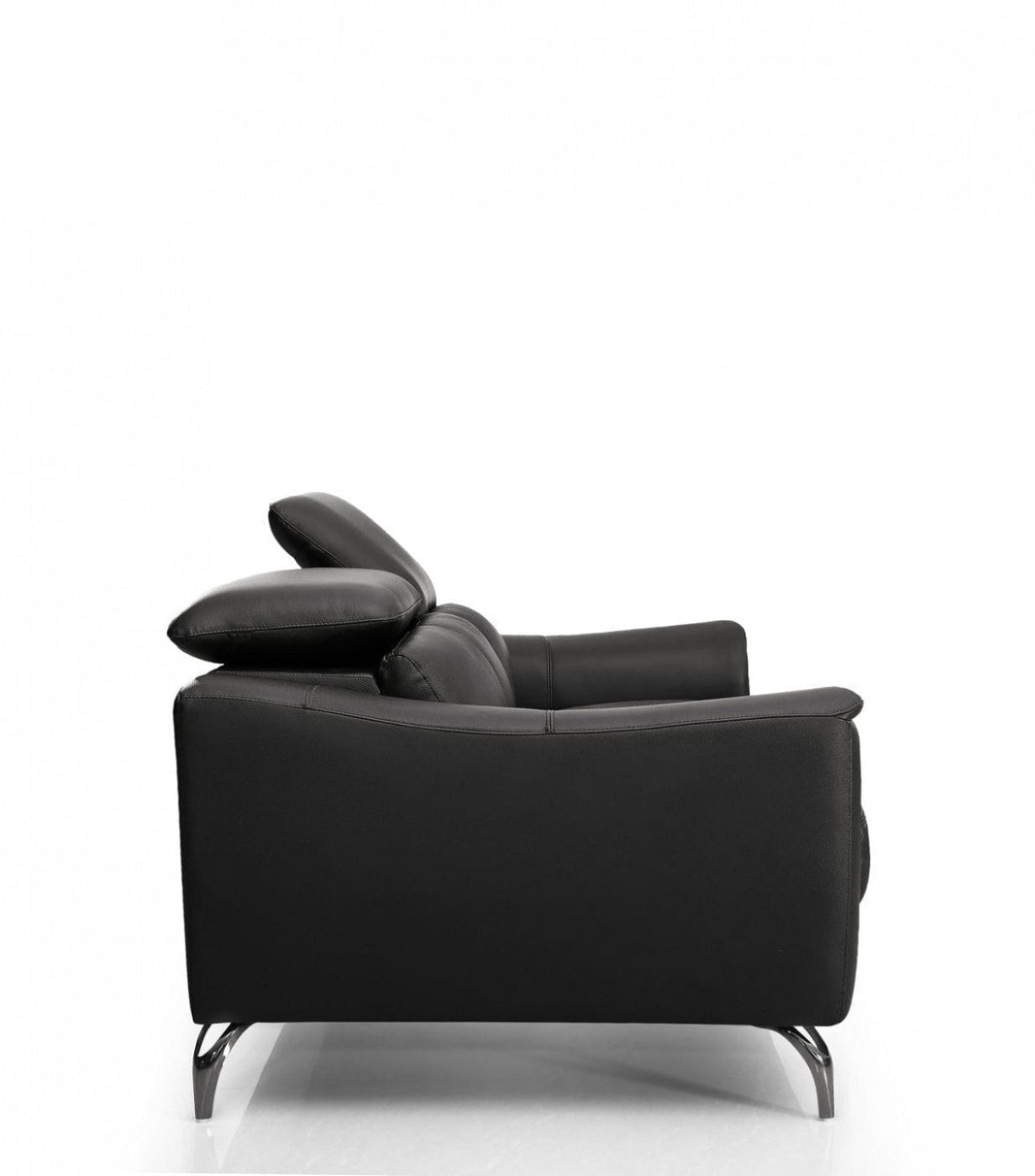 Modway Furniture 80" Black Genuine Leather Sofa with Elegant Silver Legs - Luxurious Comfort & Contemporary Style - 480921-HOMEROOTS