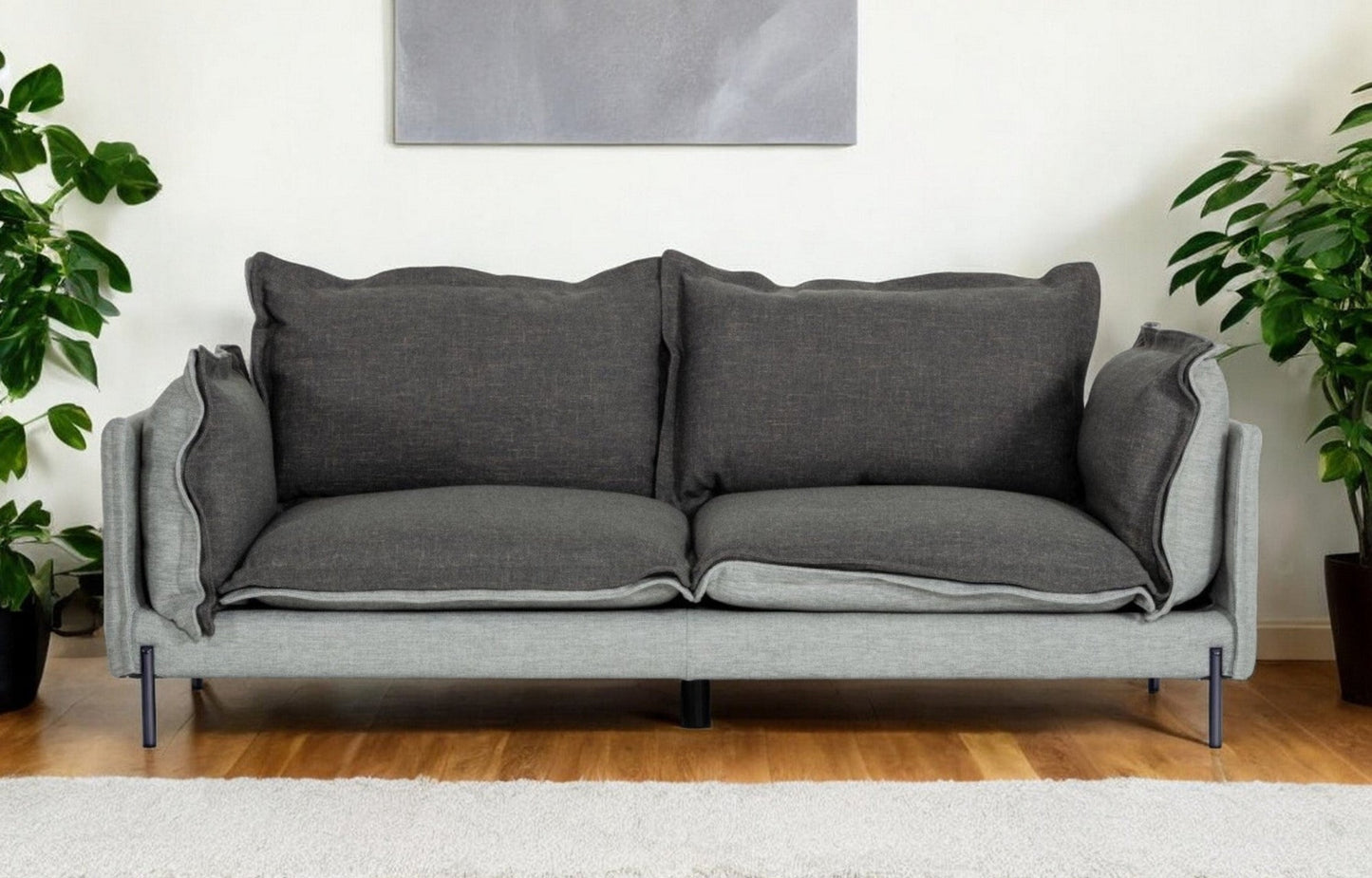Modway Furniture 87" Luxurious Dark Gray Polyester Blend Sofa with Stylish Silver Legs – Perfect for Any Living Space! - 480928-HOMEROOTS