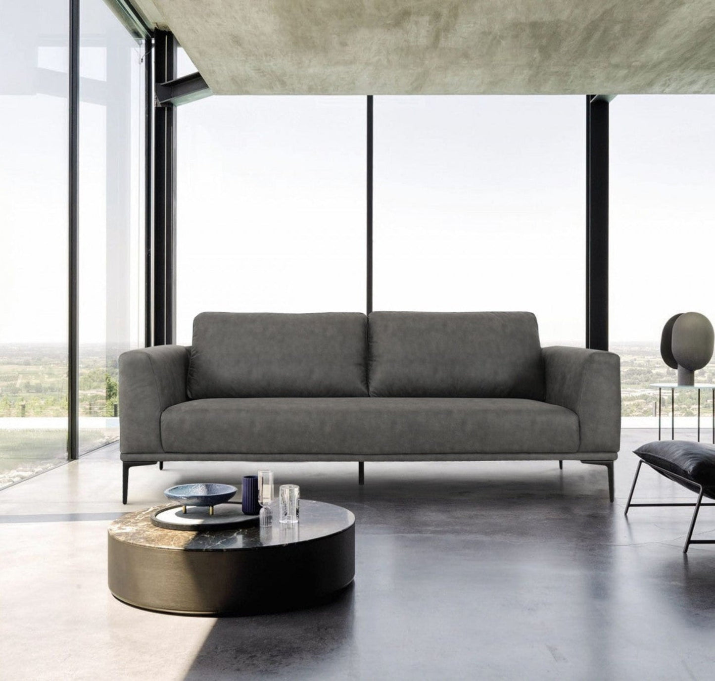 Modway Furniture 87" Dark Gray Sofa with Stylish Black Legs - Comfortable Polyester Seating for Modern Living Rooms - 480930-HOMEROOTS