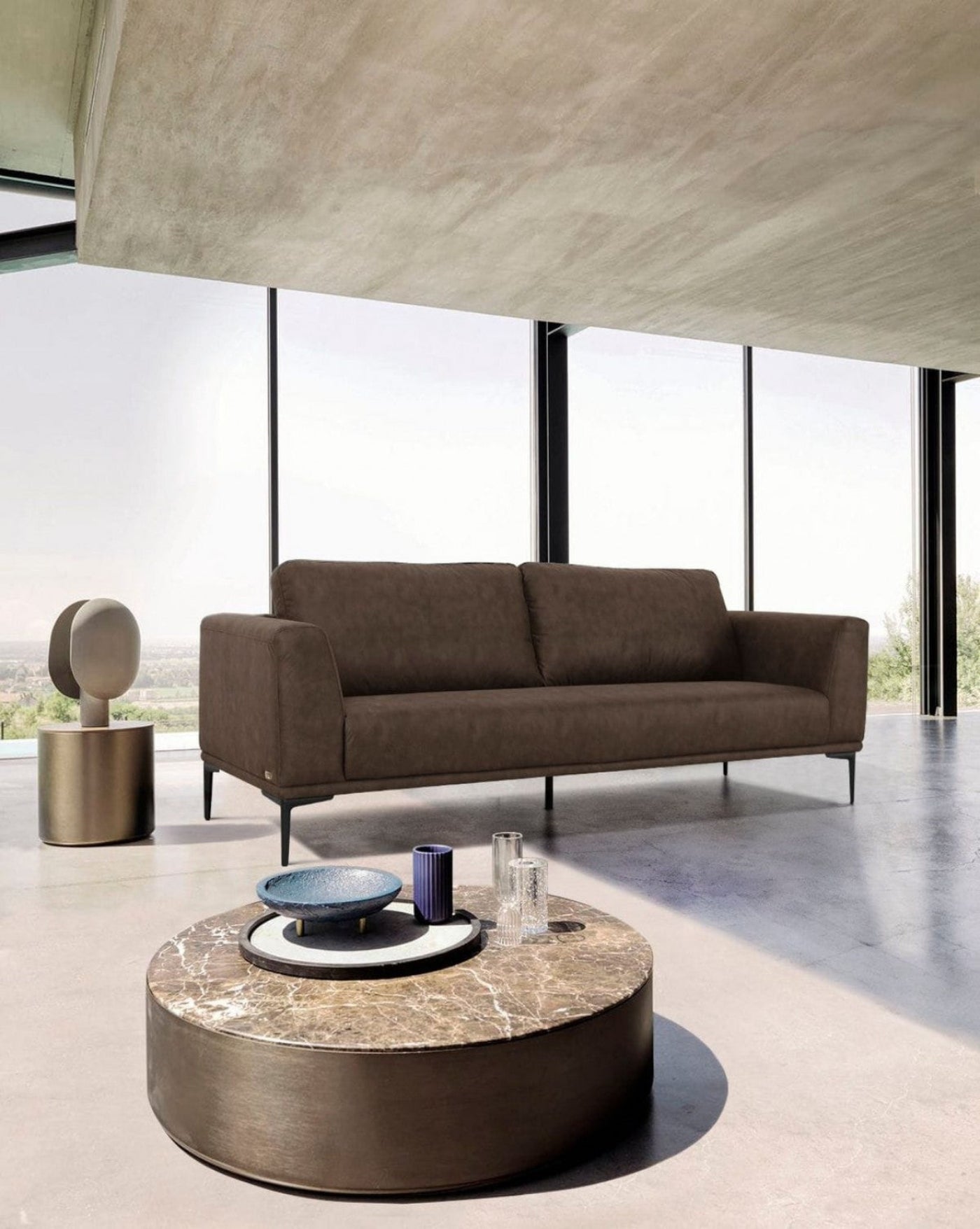 Modway Furniture 87" Luxurious Brown Sofa with Black Metal Legs, Soft Polyester Upholstery, and Removable Cushions - 480933-HOMEROOTS